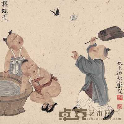 徐乐乐 2003年作 扑蝶图 镜心 35×35cm